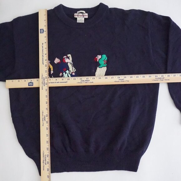 Commodity Exchange Navy Cotton Embroidered Golfers Sweater Preppy Collegiate L - Picture 6 of 10